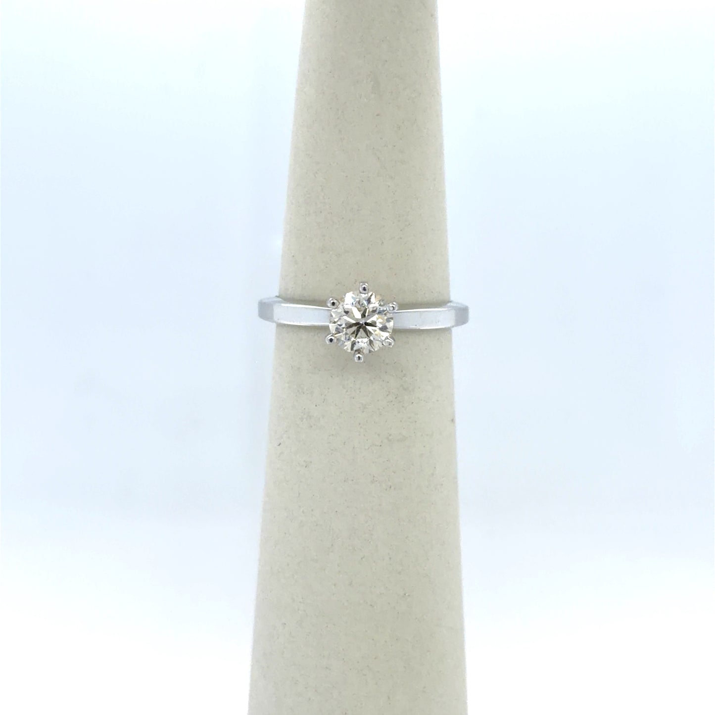0.7 CT Round Diamond Solitaire Engagement Ring in 14K White Gold