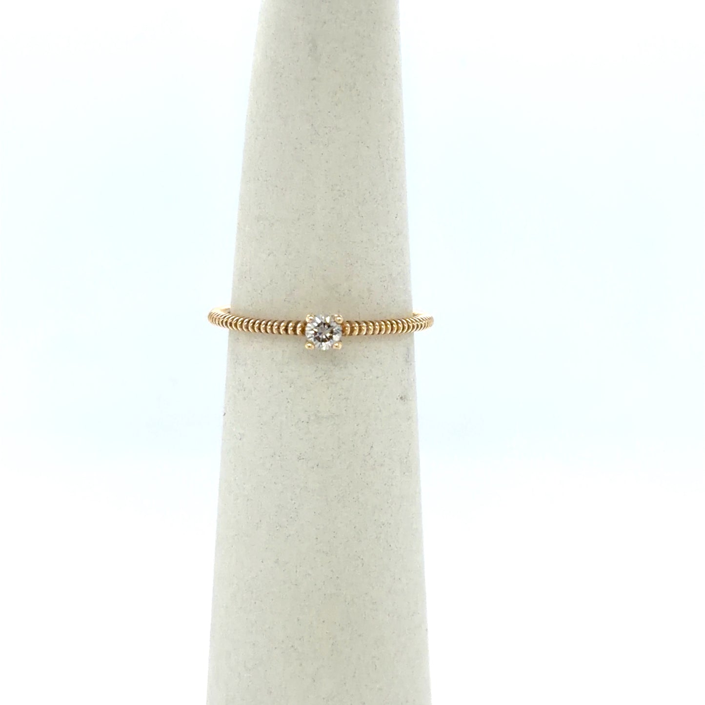 0.11 CT Round Diamond Beaded Band Engagement Ring in 14K Yellow Gold