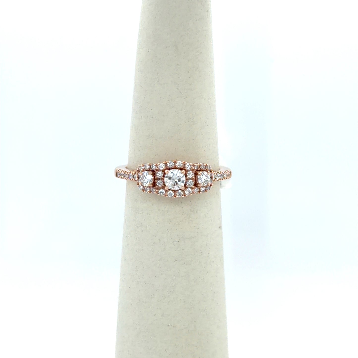 0.15 CTW Three-Diamond Cluster Ring in 14K Rose Gold