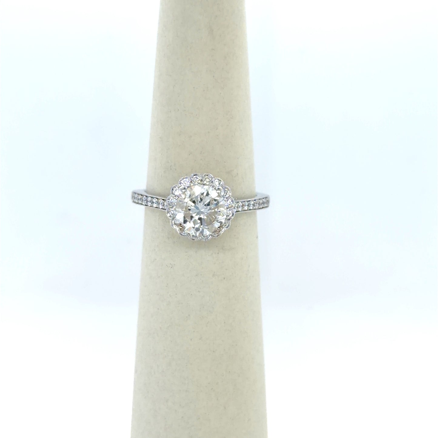 1.5 CT Round Diamond Classic Halo Engagement Ring in 14K White Gold
