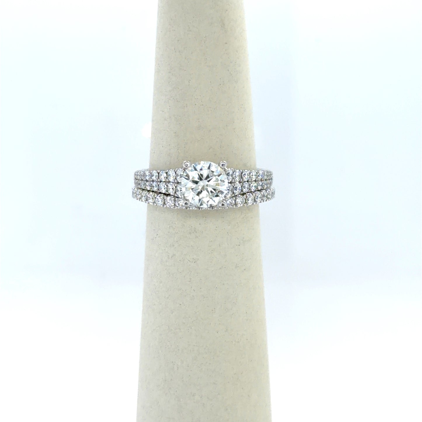1.00 CT Round Diamond Wedding Set Engagement Ring in 14K White Gold