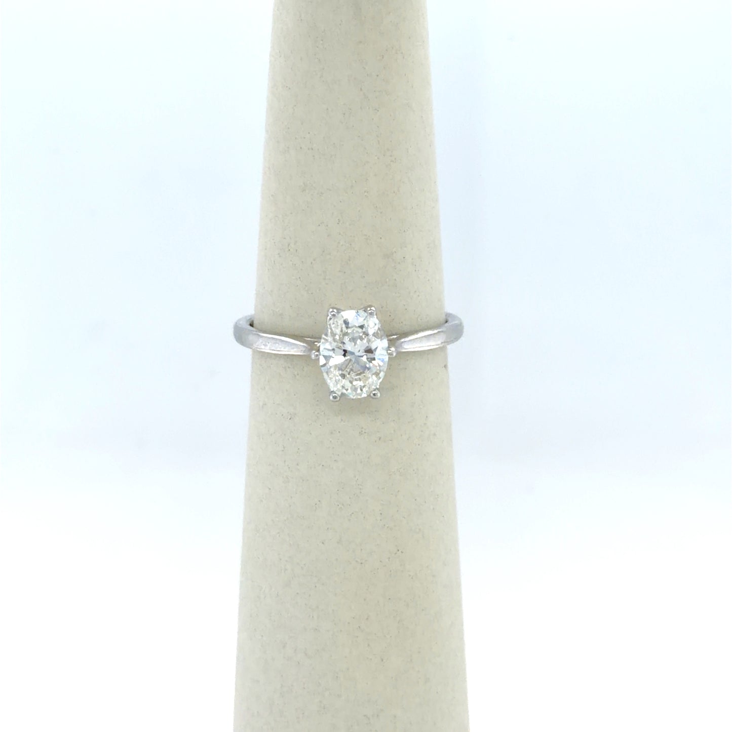 0.95 CT Oval Diamond Solitaire Engagement Ring in 14K White Gold