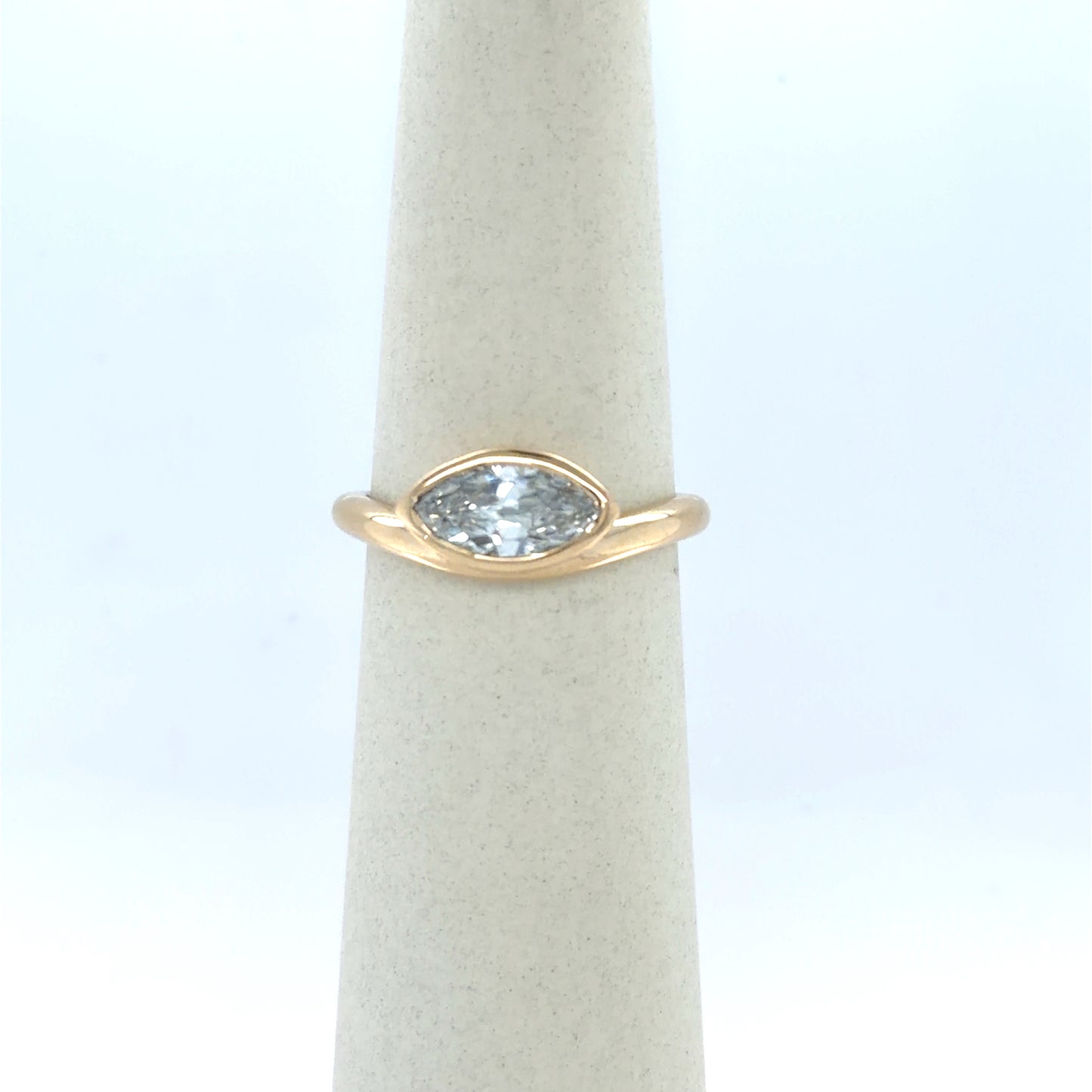 0.98 CT Marquise Diamond Solitaire Engagement Ring in 14K Yellow Gold