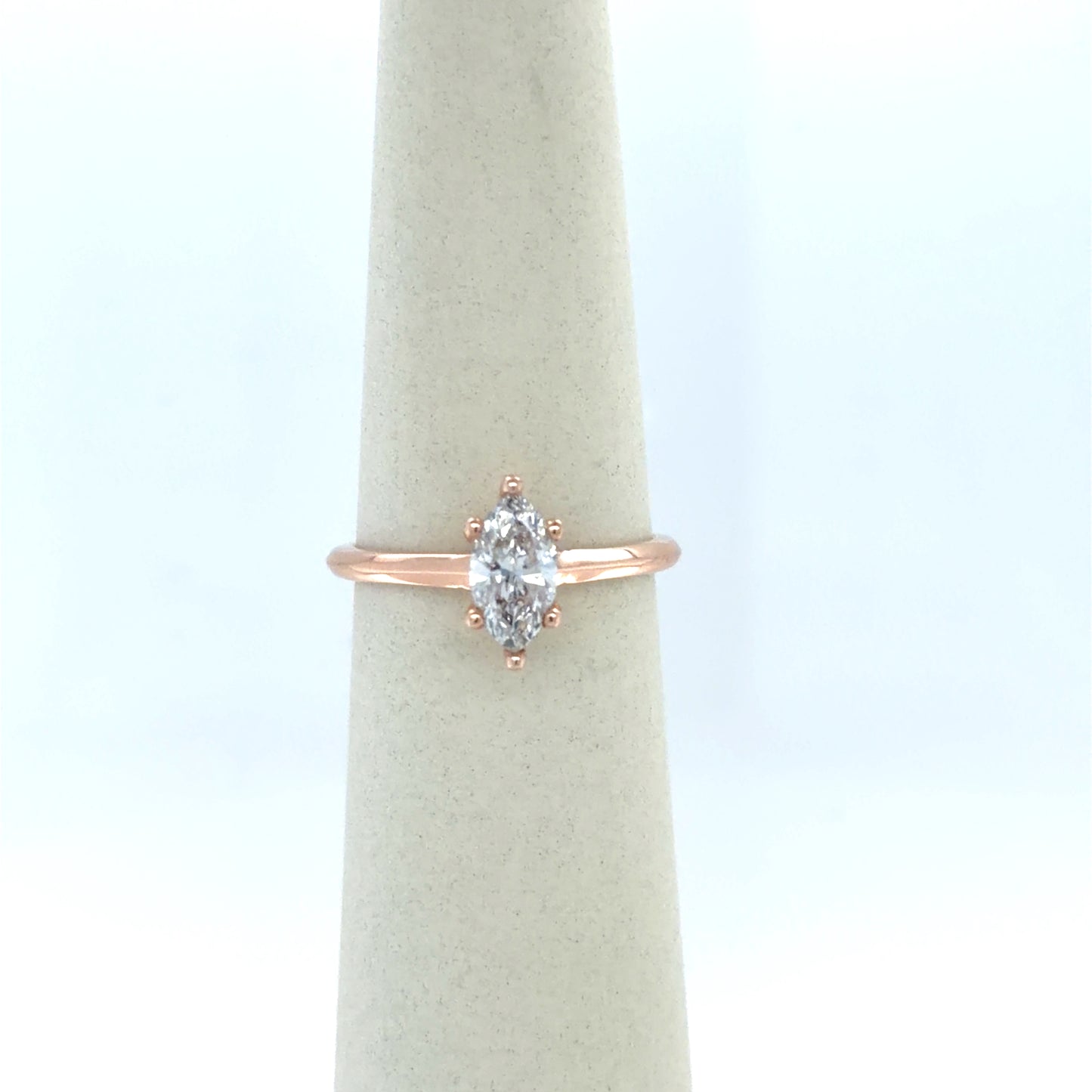 0.77 CT Marquise Diamond Solitaire Engagement Ring in 14K Rose Gold
