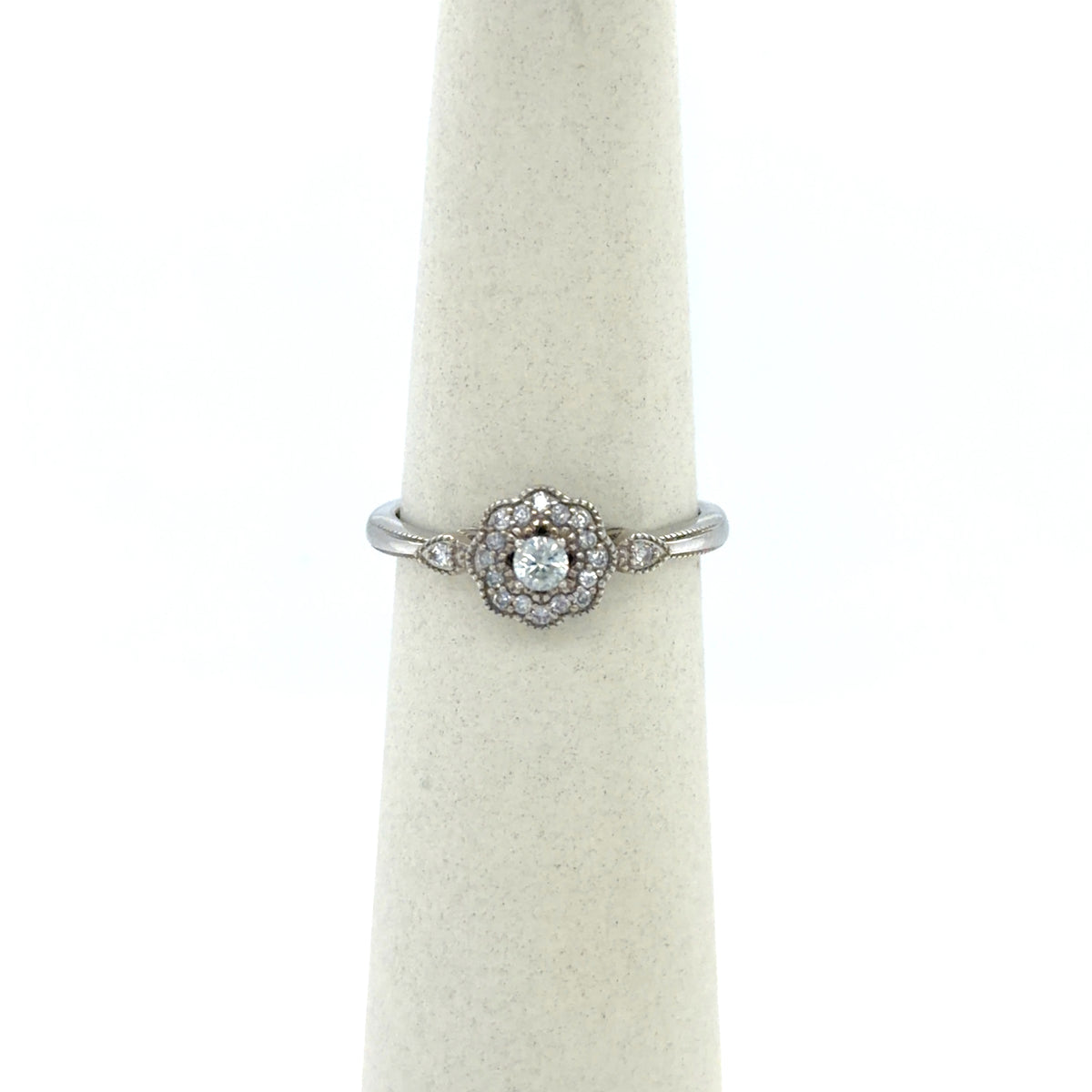 0.2 CTW Vintage-Inspired Diamond Cluster Ring in 14K White Gold
