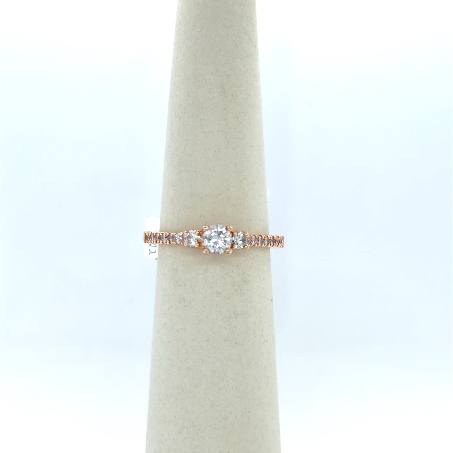 0.28 CT Round Diamond Three-Stone Engagement Ring in 14K Rose Gold