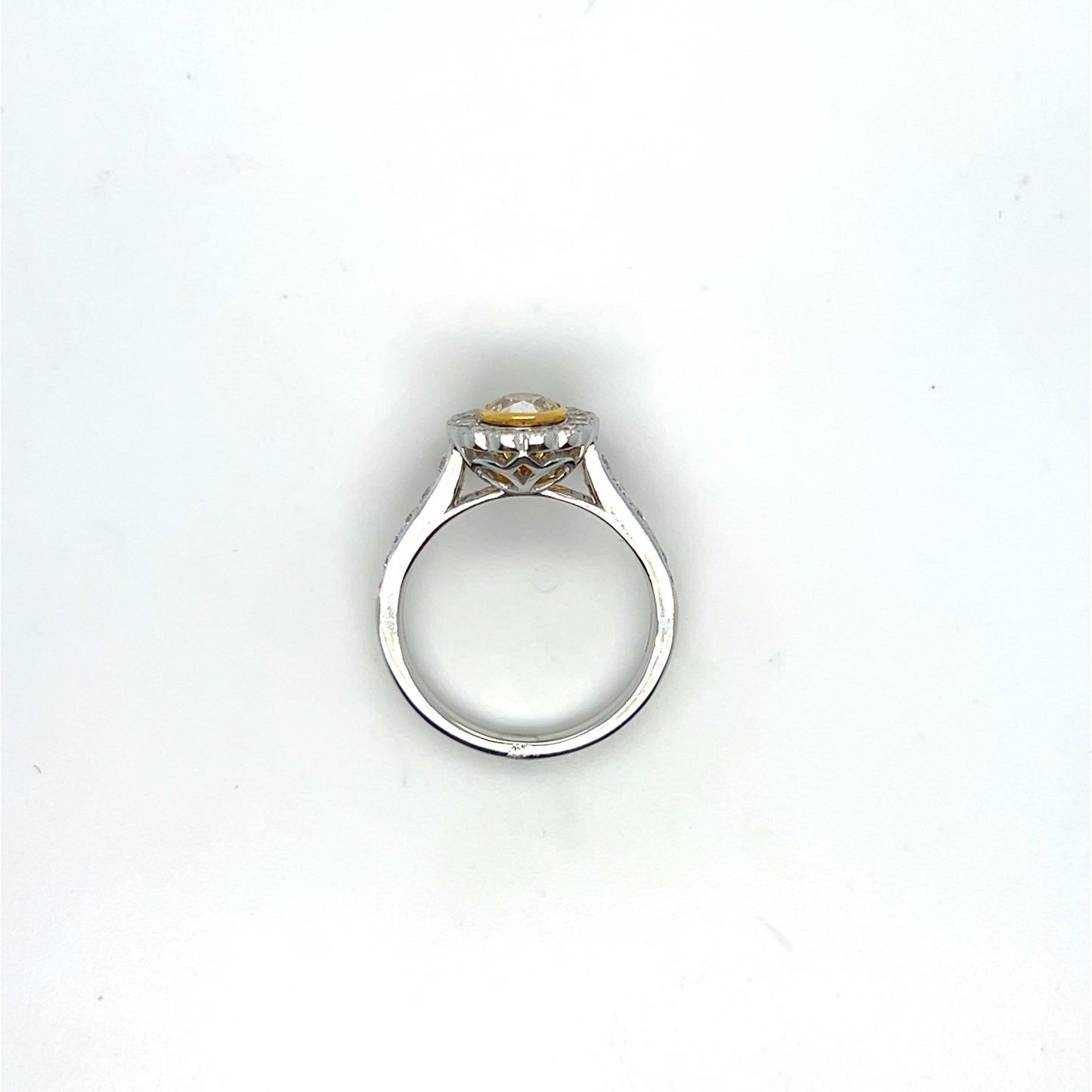 1.58CTW Yellow Diamond Ring in 18K White Gold