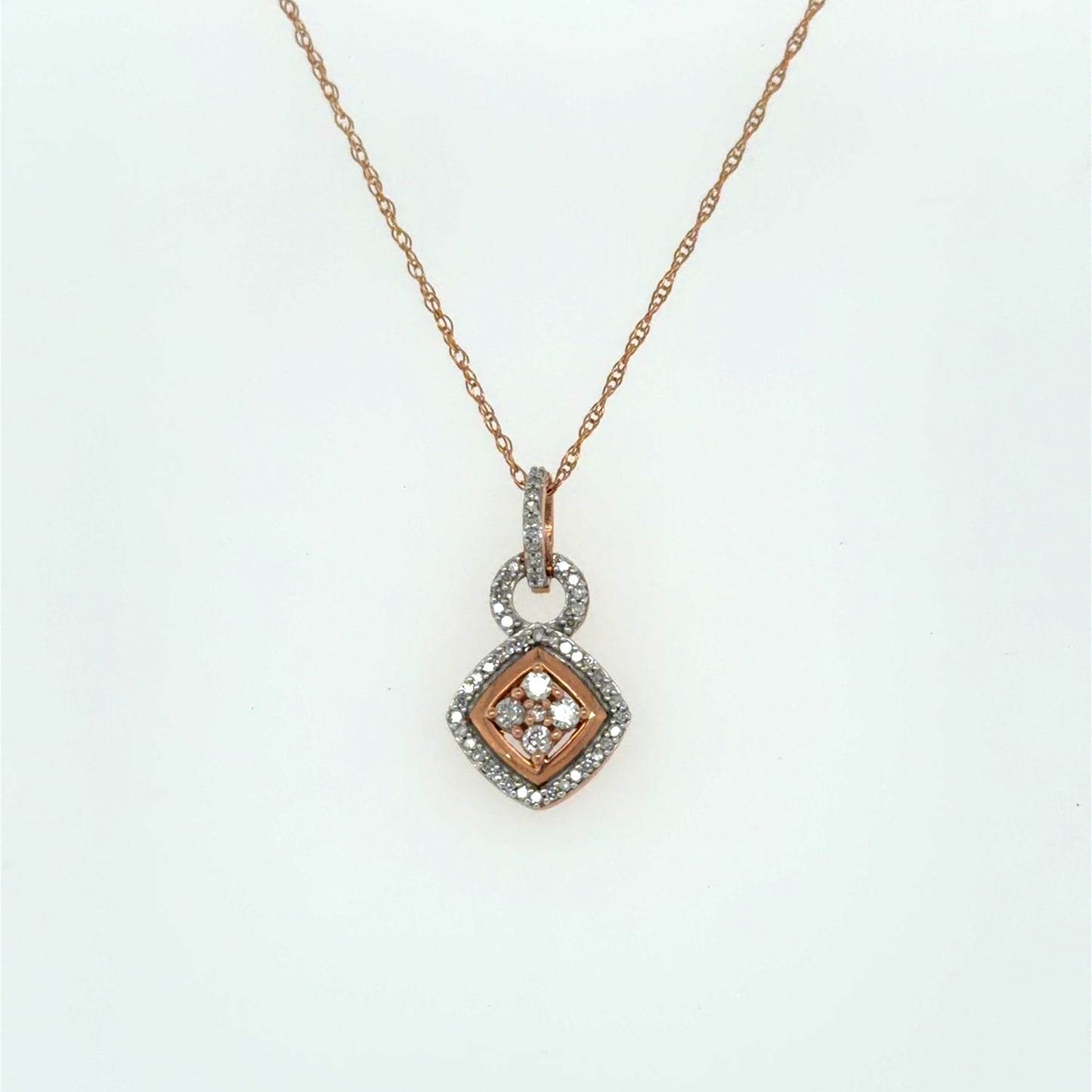 0.20 CT Square Diamond Pendant in 10K Rose Gold