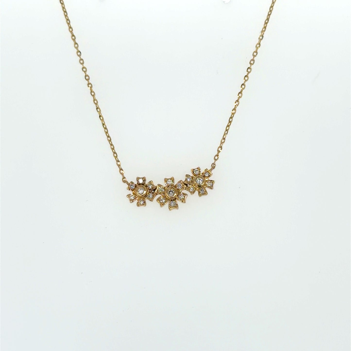 0.14 CTW Floral Diamond Necklace in 14K Yellow Gold