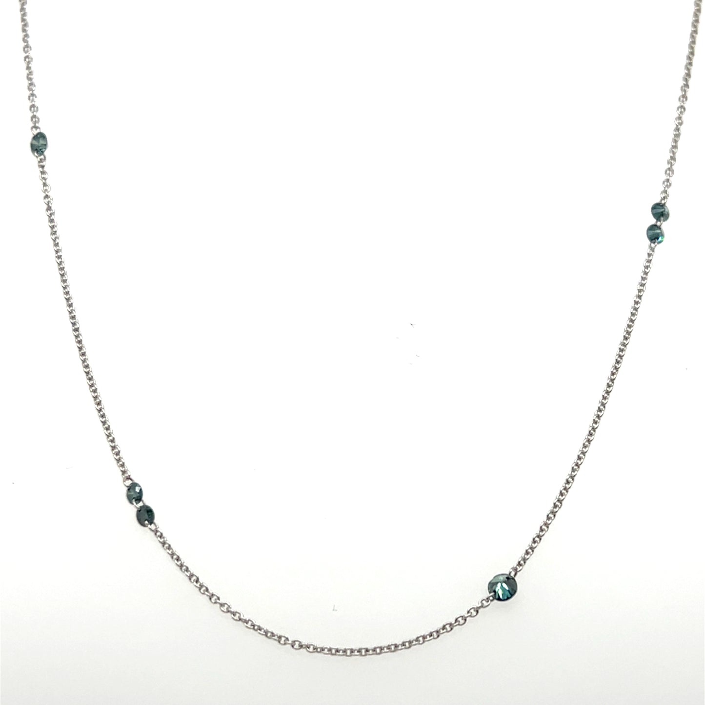 0.75CTW Blue Diamond Necklace in 14K White Gold