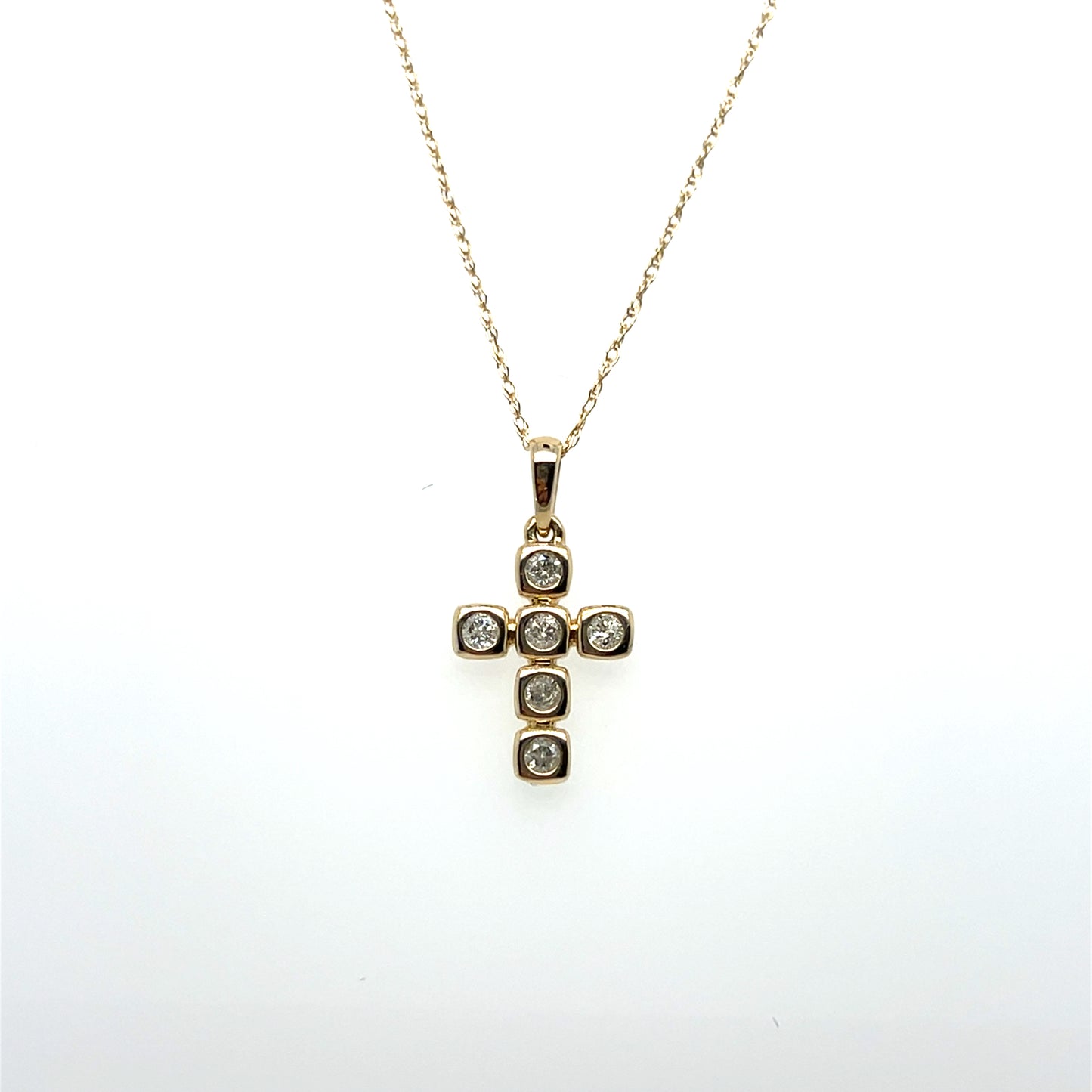 0.16CTW Diamond Cross Pendant in 14K Yellow Gold