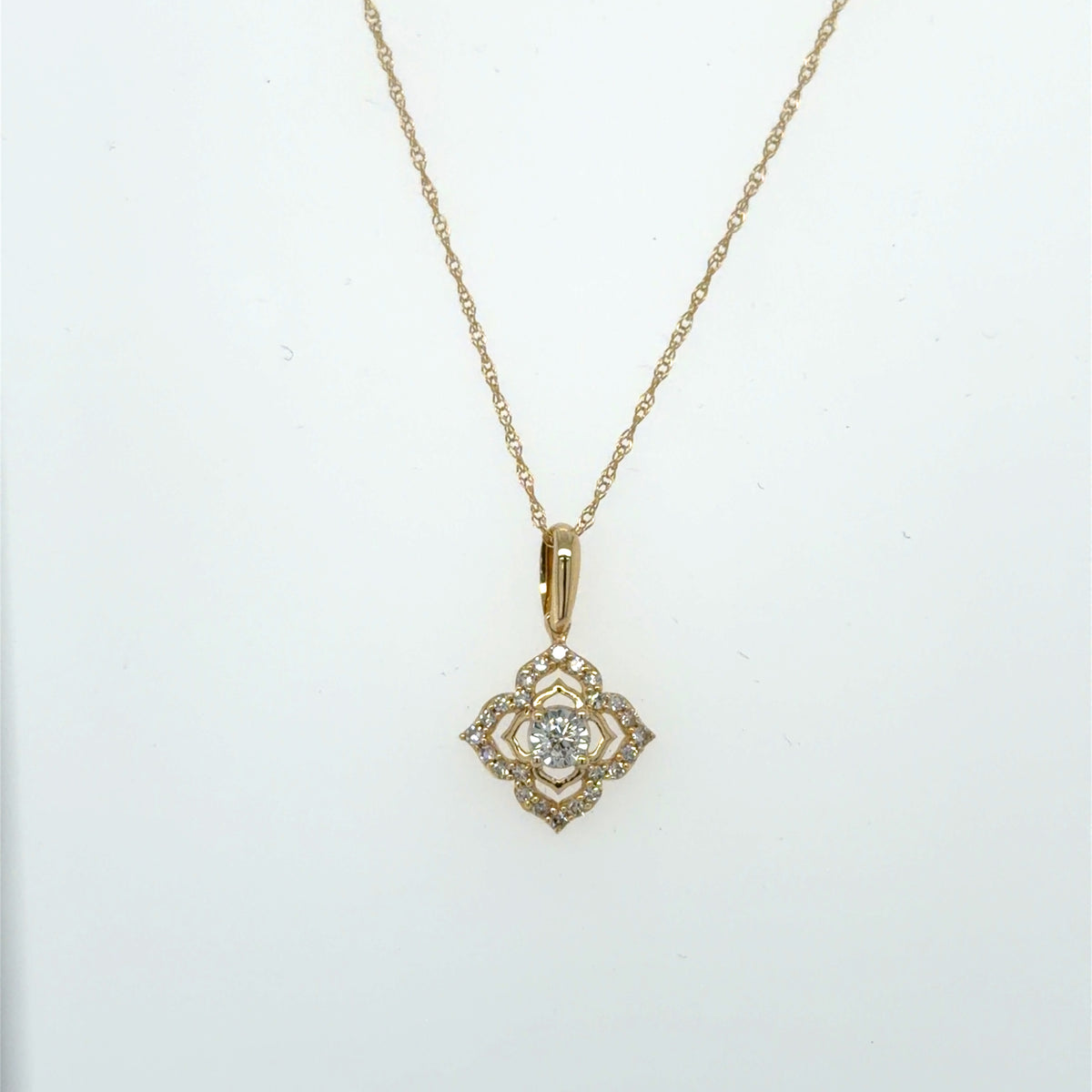 0.15 CTW Square Diamond Pendant in 14K Yellow Gold