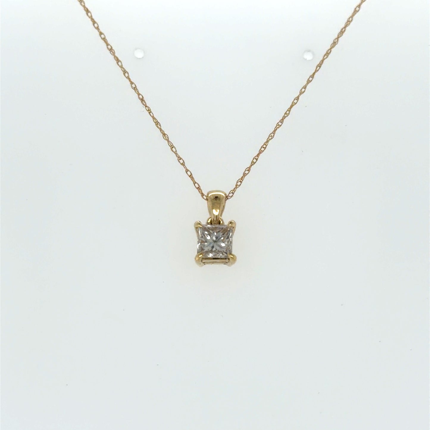 0.71 CTW Princess-Cut Diamond Solitaire Pendant in 14K Yellow Gold