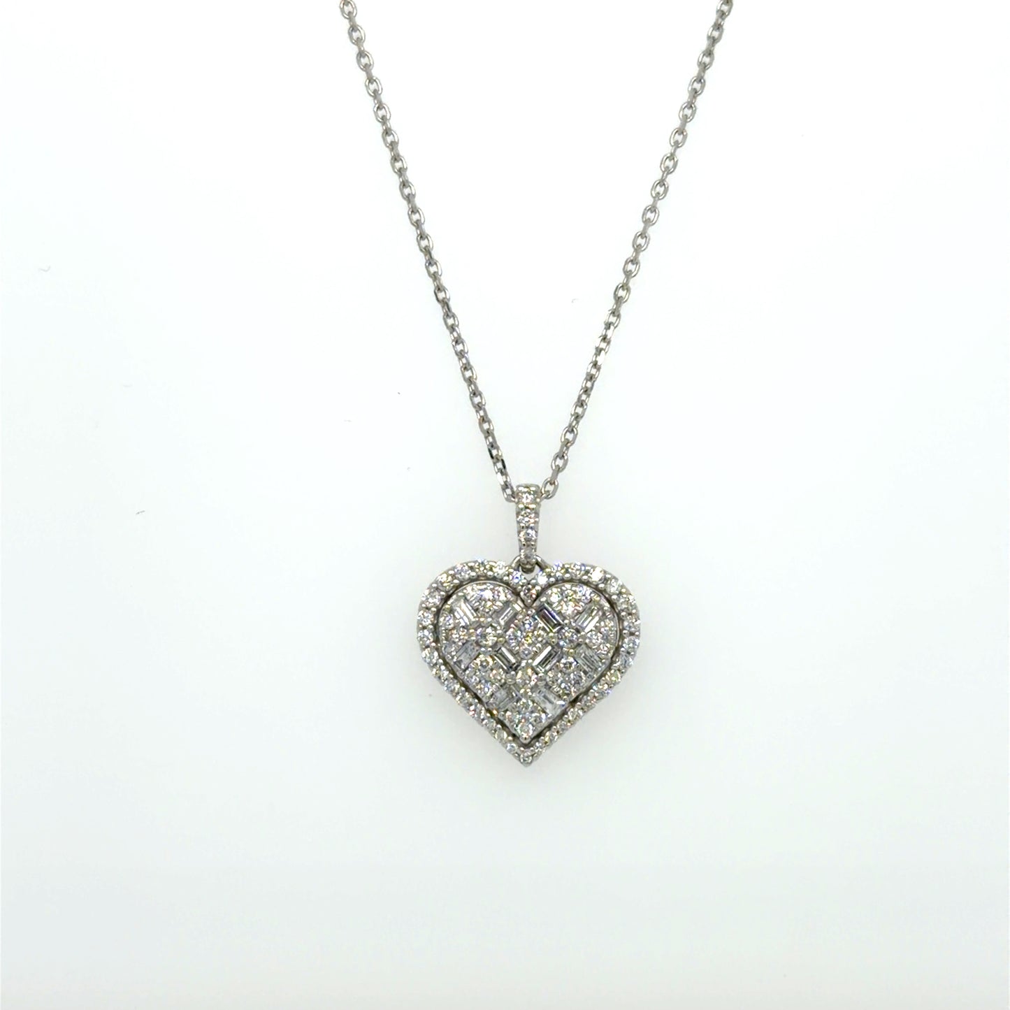 0.50 CT Natural Diamond Heart Pendant in 14K White Gold