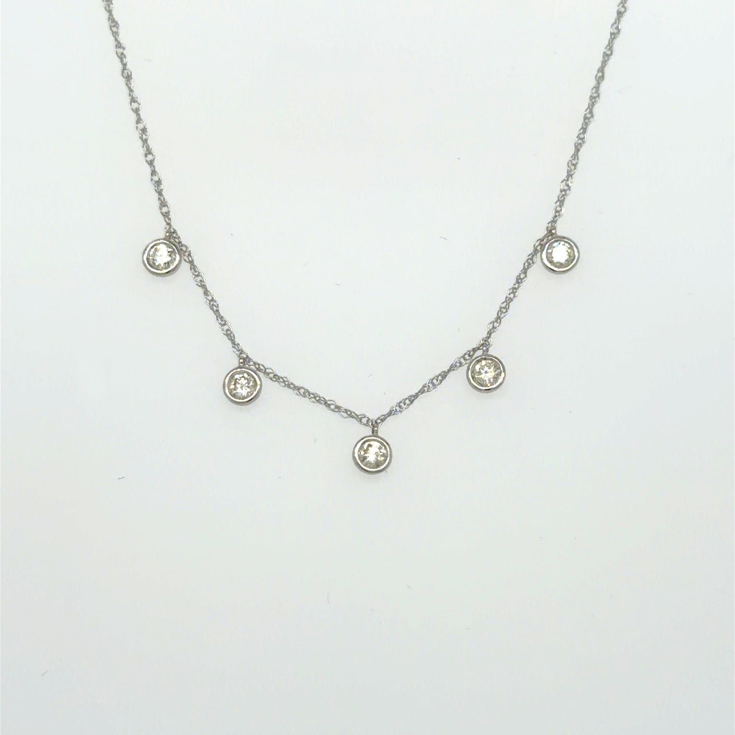 0.21 CT Natural Diamond Necklace in 14K White Gold