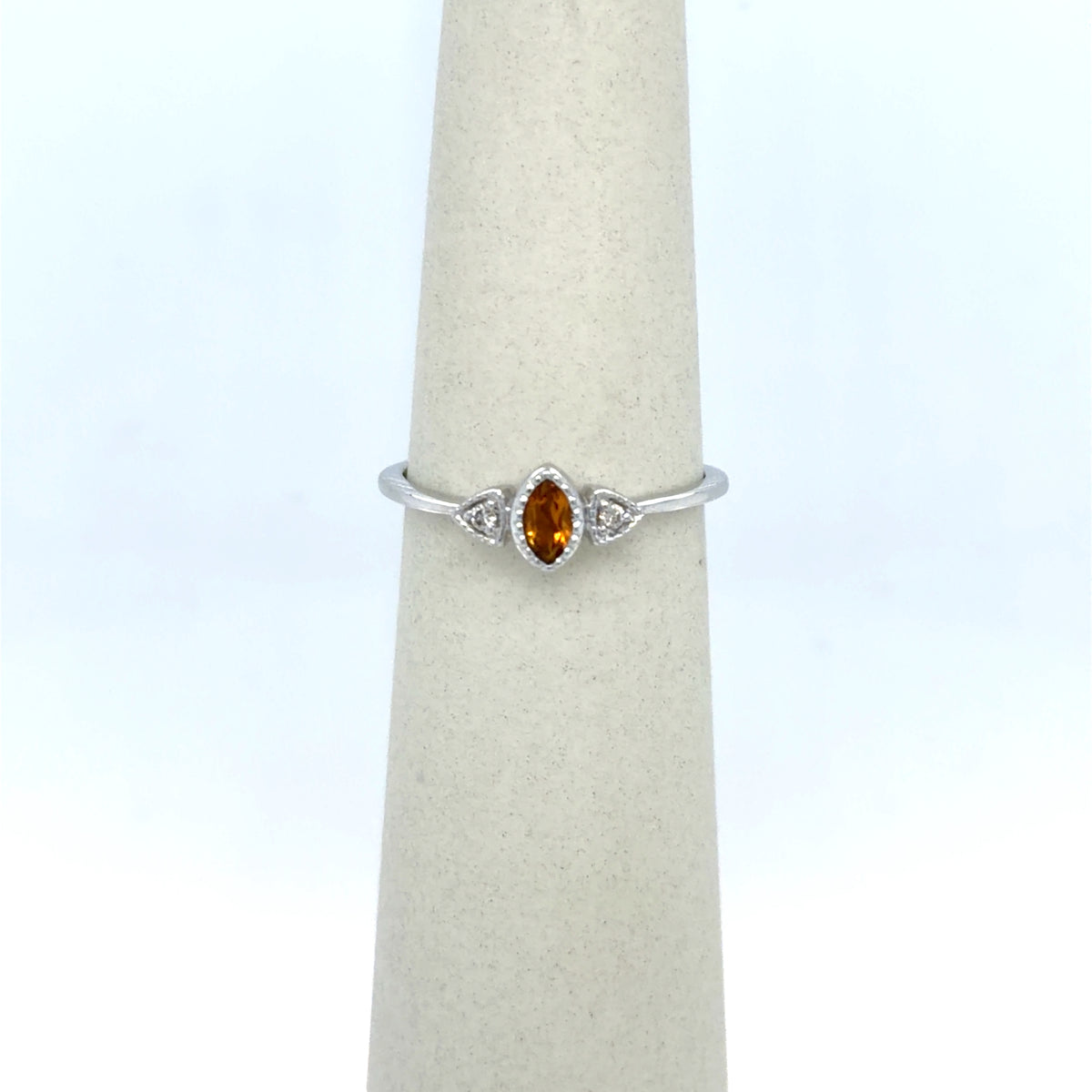 Citrine & Diamond Diamond-Accented Ring in 10K White Gold