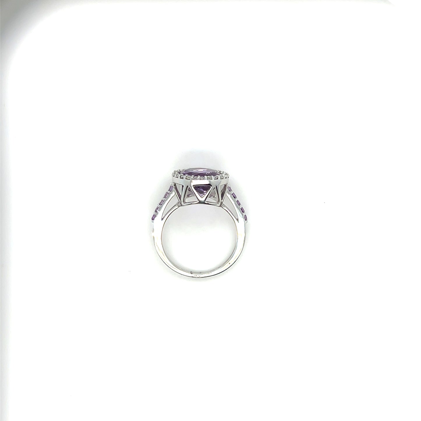 3.78CT Amethyst & 0.24CTW Diamond Ring in 18K White Gold