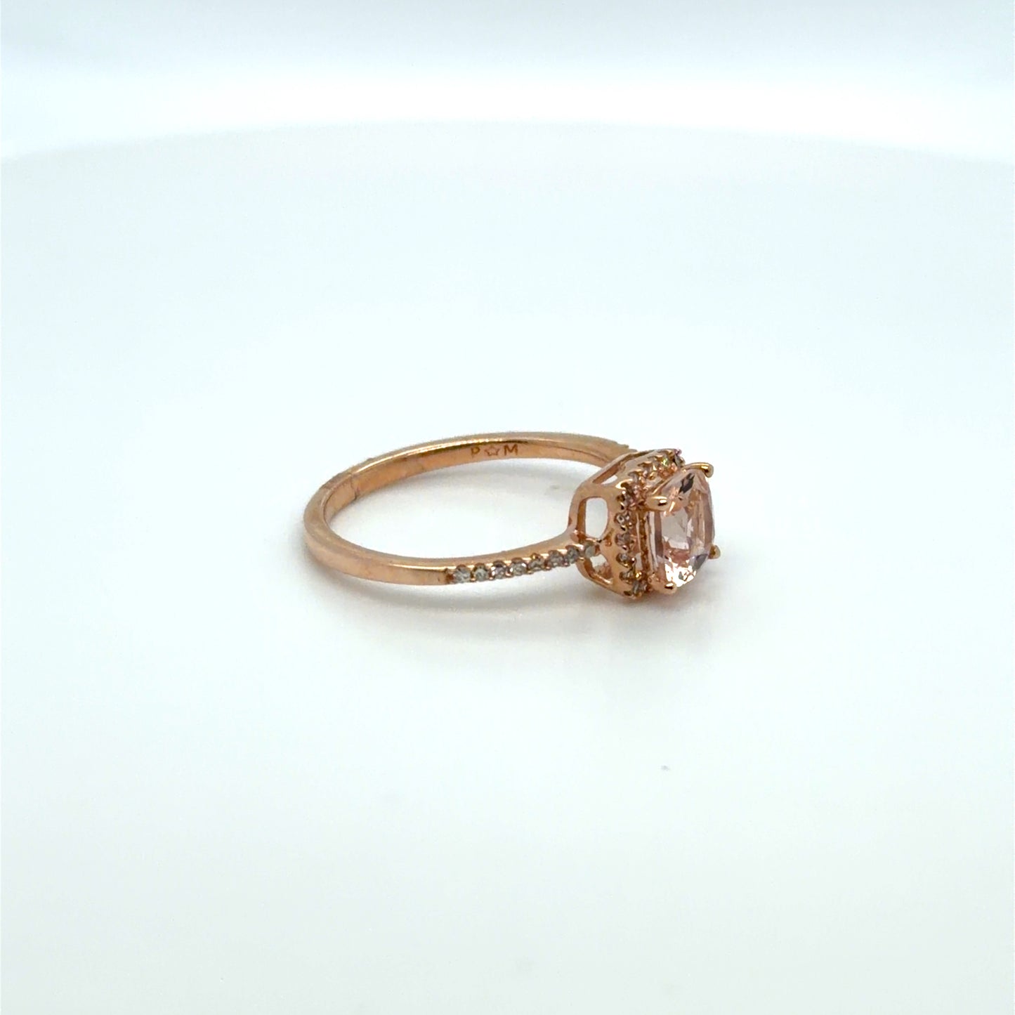 Morganite & Natural Diamond Halo Ring in 10K Rose Gold