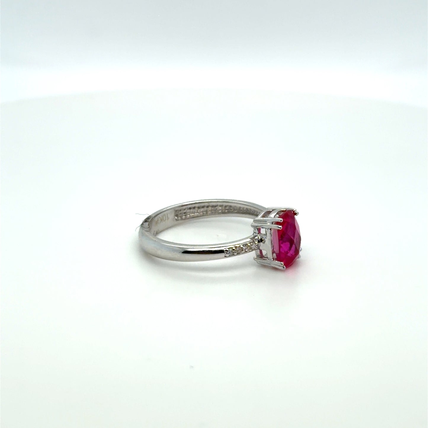 Created Ruby & Ruby & Natural Diamond Colored Stone Ring in 10K White Gold