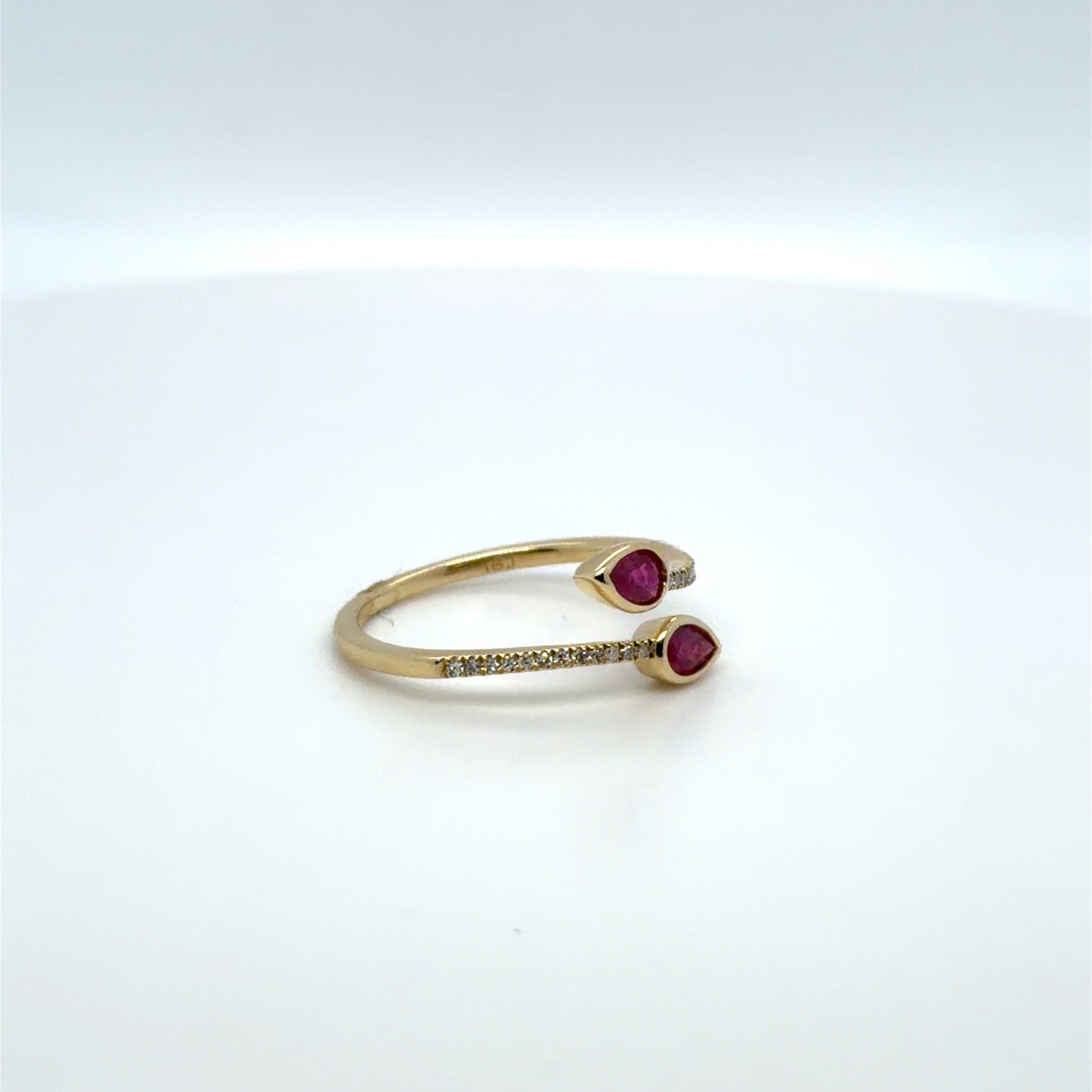 0.50 CTW Ruby & Natural Diamond Pear Wrapped Band in 14K Yellow Gold