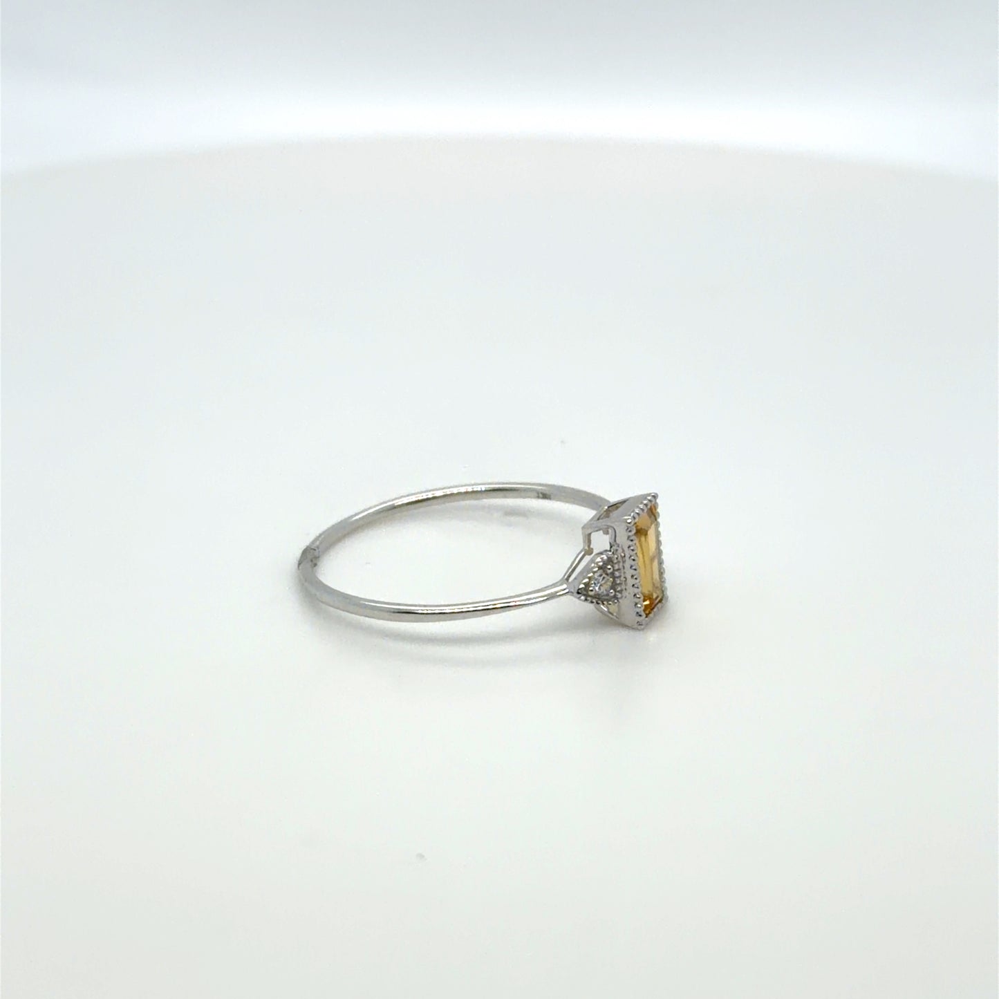 0.33 CTW Citrine & Natural Diamond Accented Ring in 10K White Gold