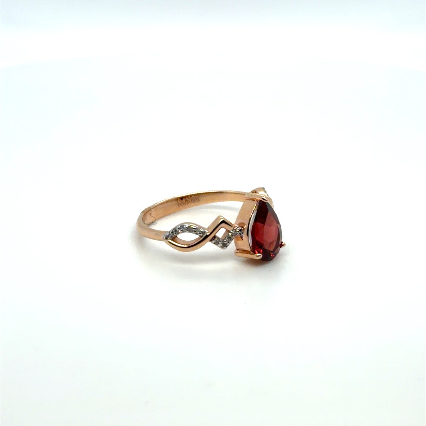 1.55 CTW Garnet & Natural Diamond Colored Stone Ring in 10K Rose Gold