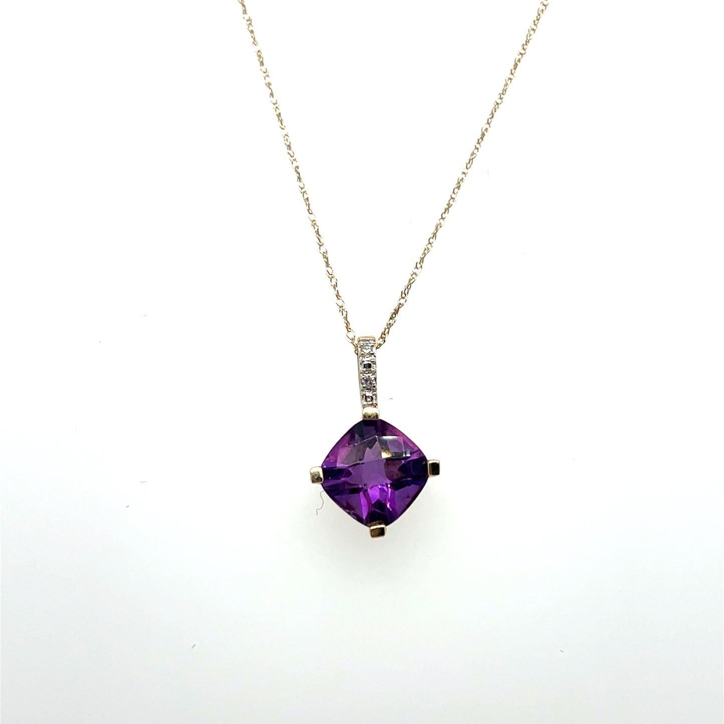 1.69CT Amethyst & 0.03CTW Diamond Pendant in 10K Yellow Gold