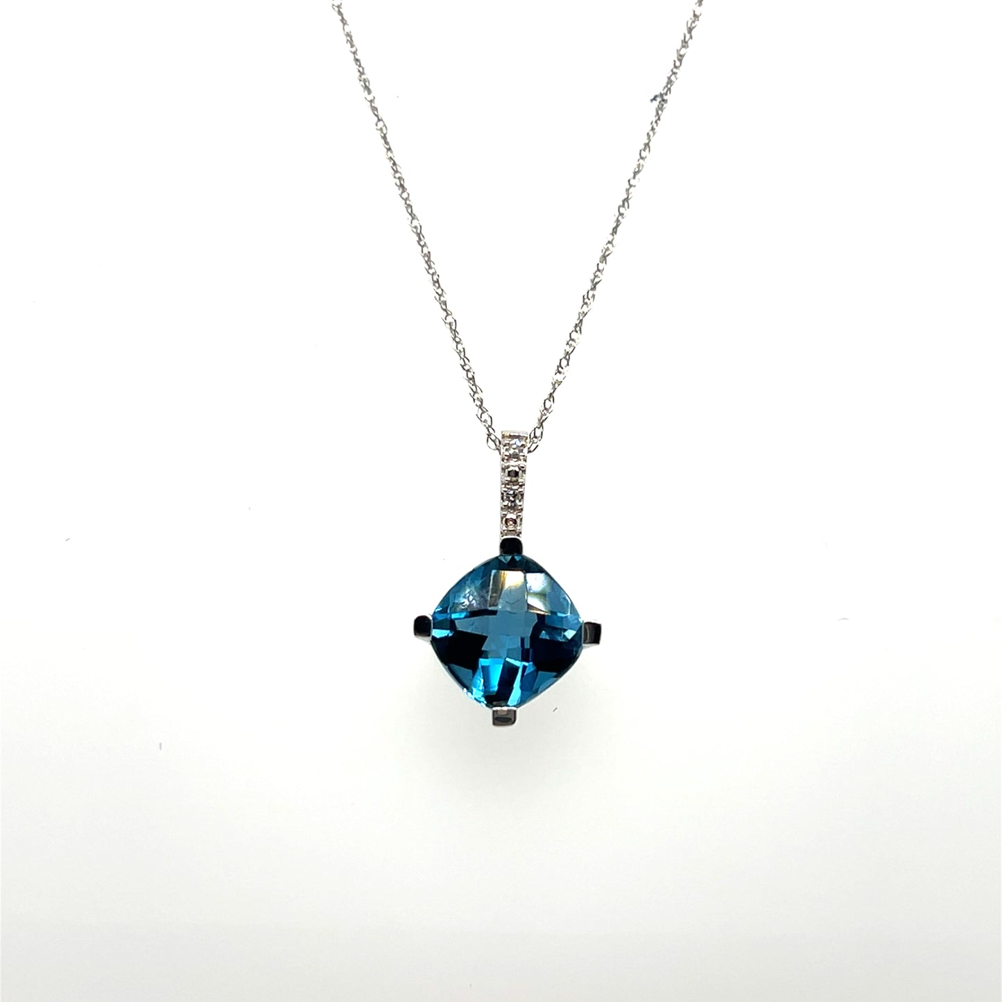 1.89CT London Blue Topaz & 0.03CTW Diamond Pendant in 10K White Gold