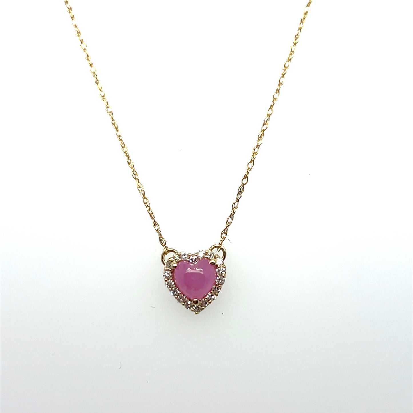 0.70CT Cabochon Pink Sapphire & 0.09CTW Diamond Pendant in 10K Yellow Gold