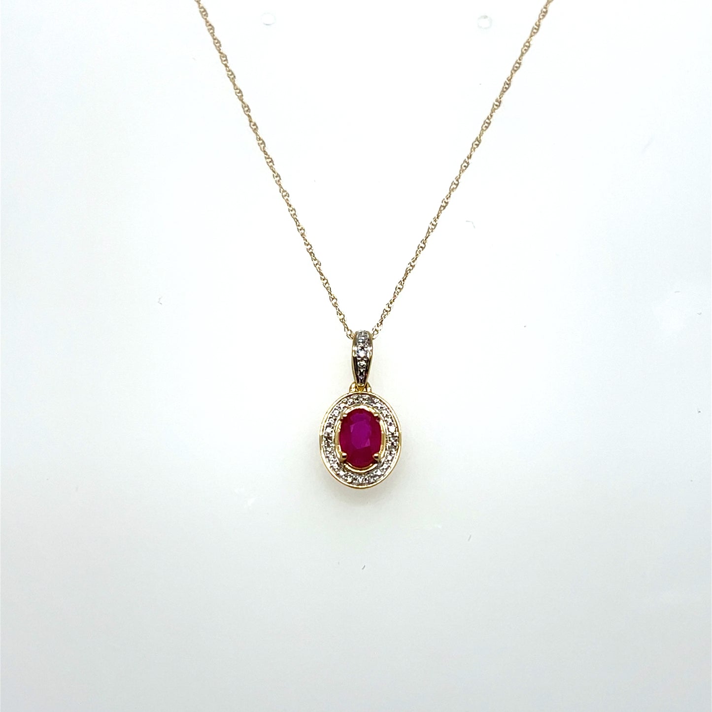 0.60CT Ruby & 0.04CTW Diamond Pendant in 10K Yellow Gold