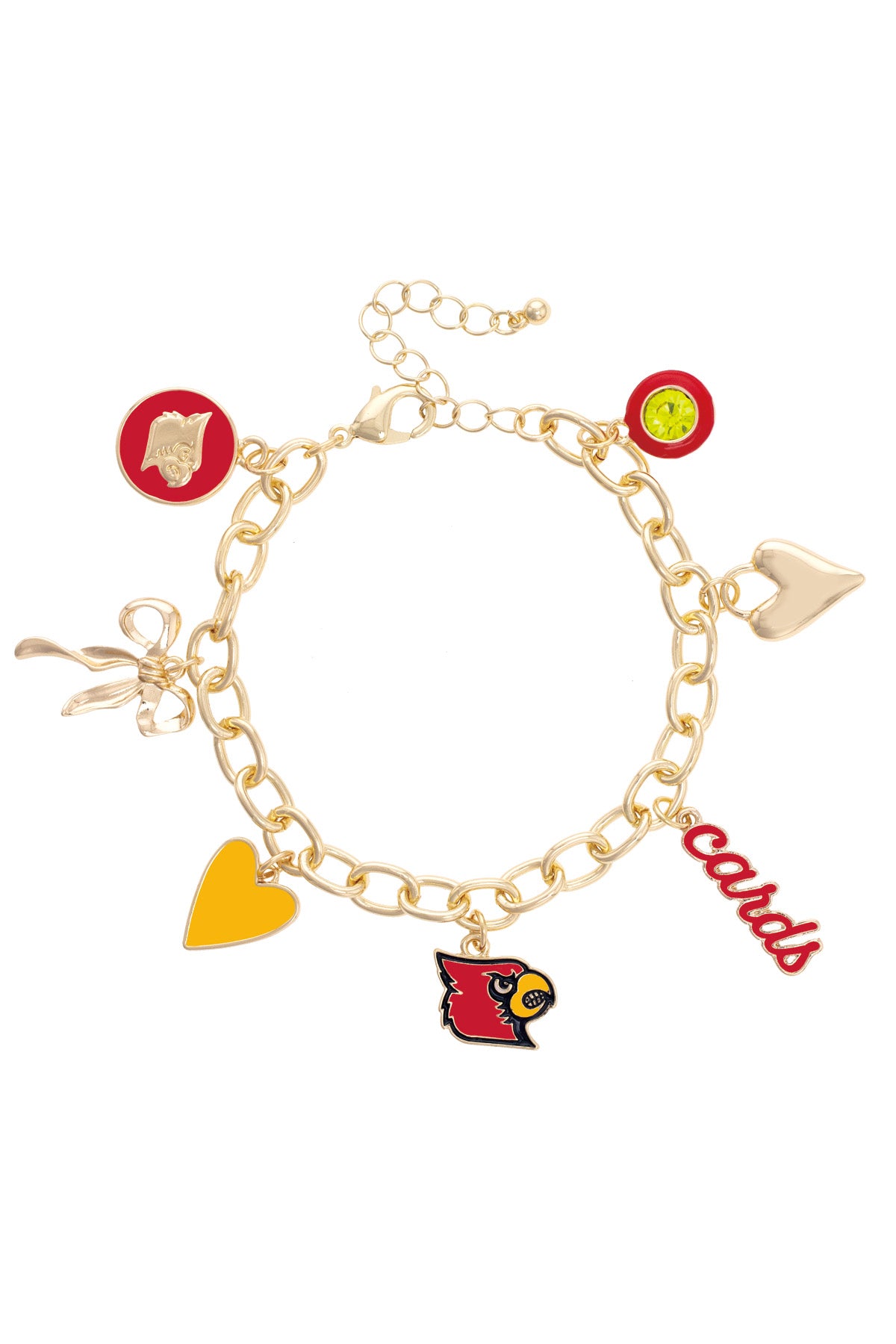 Louisville Cardinals Enamel Icons Charm Bracelet in Shiny Gold