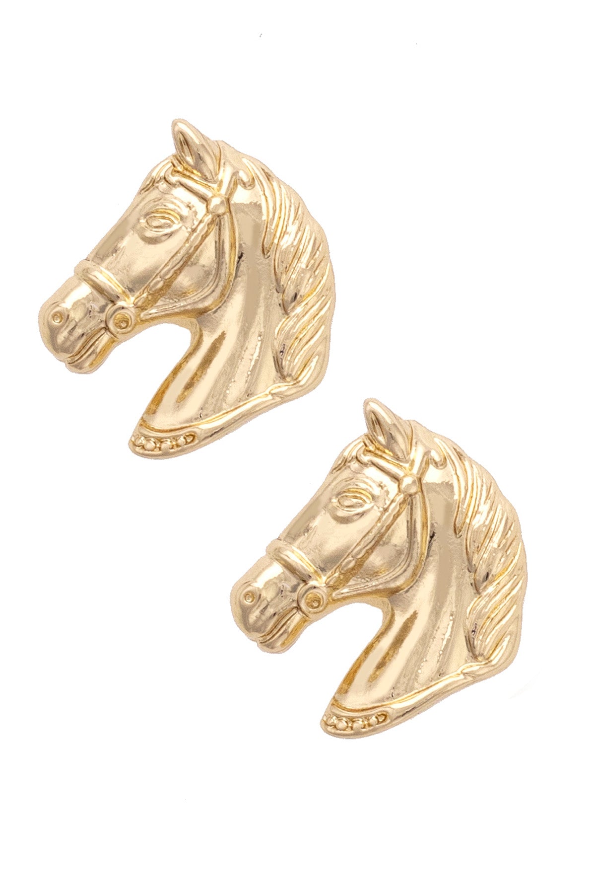 Thoroughbred Stud Earrings in Shiny Gold