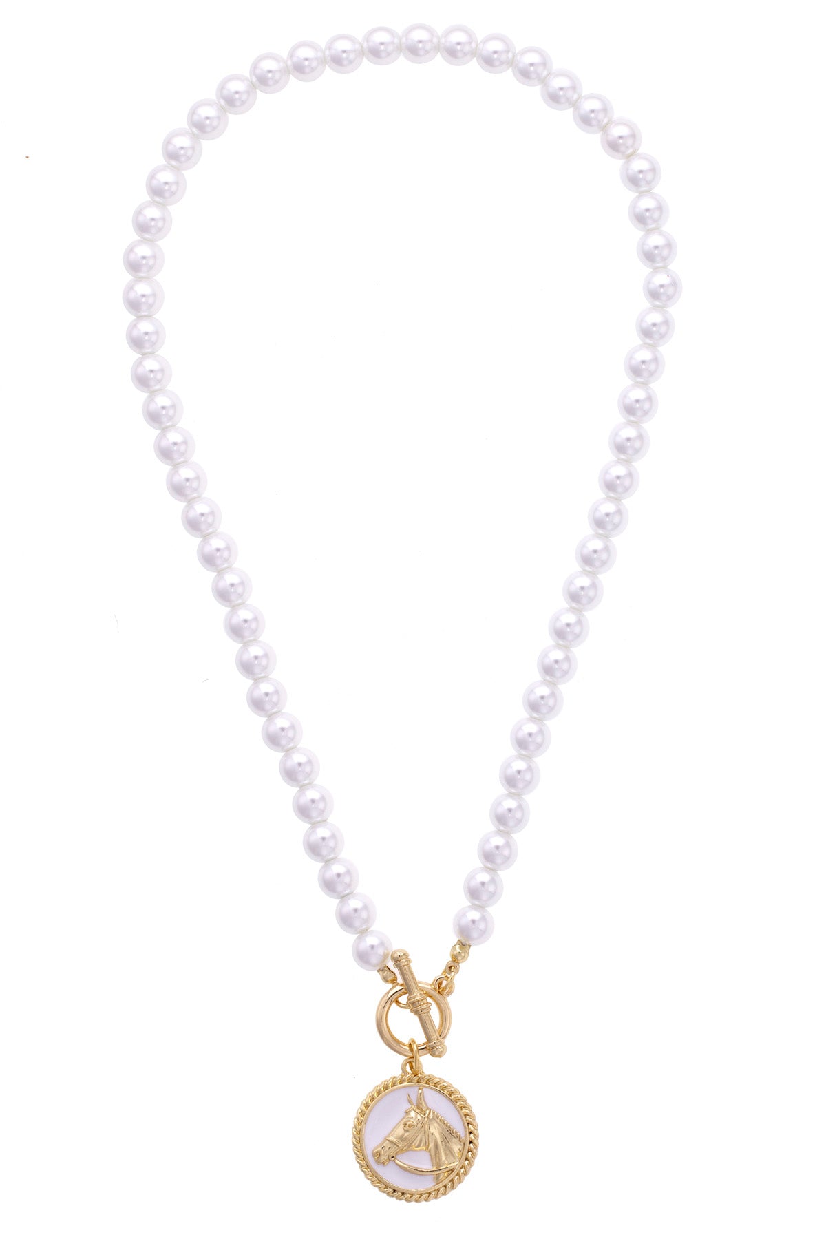 Thoroughbred Pearl Beaded Toggle Front Necklace in Ivory