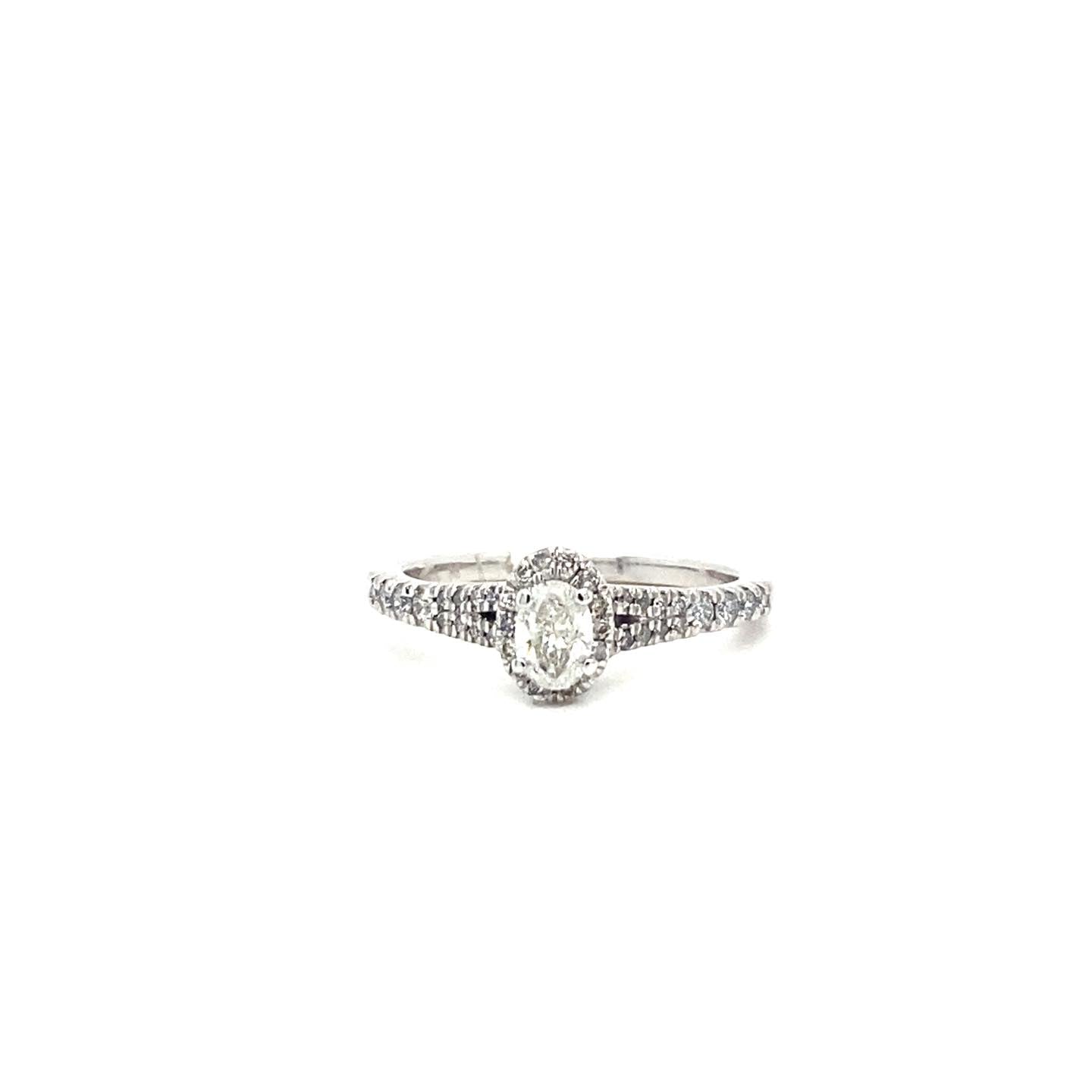 1/2ctw with 1/4ct Oval Diamond 14kt White Gold Ring