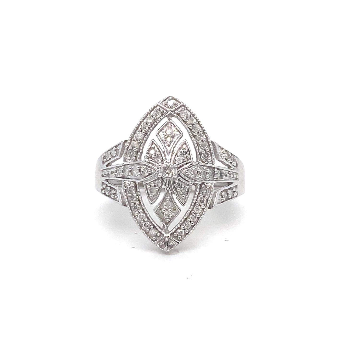 1/4ctw Diamond 10kt White Gold Dome Ring