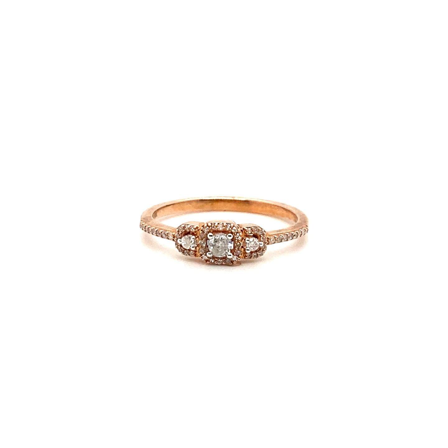 .21ctw Diamond Past Present Future Rose Gold Ring