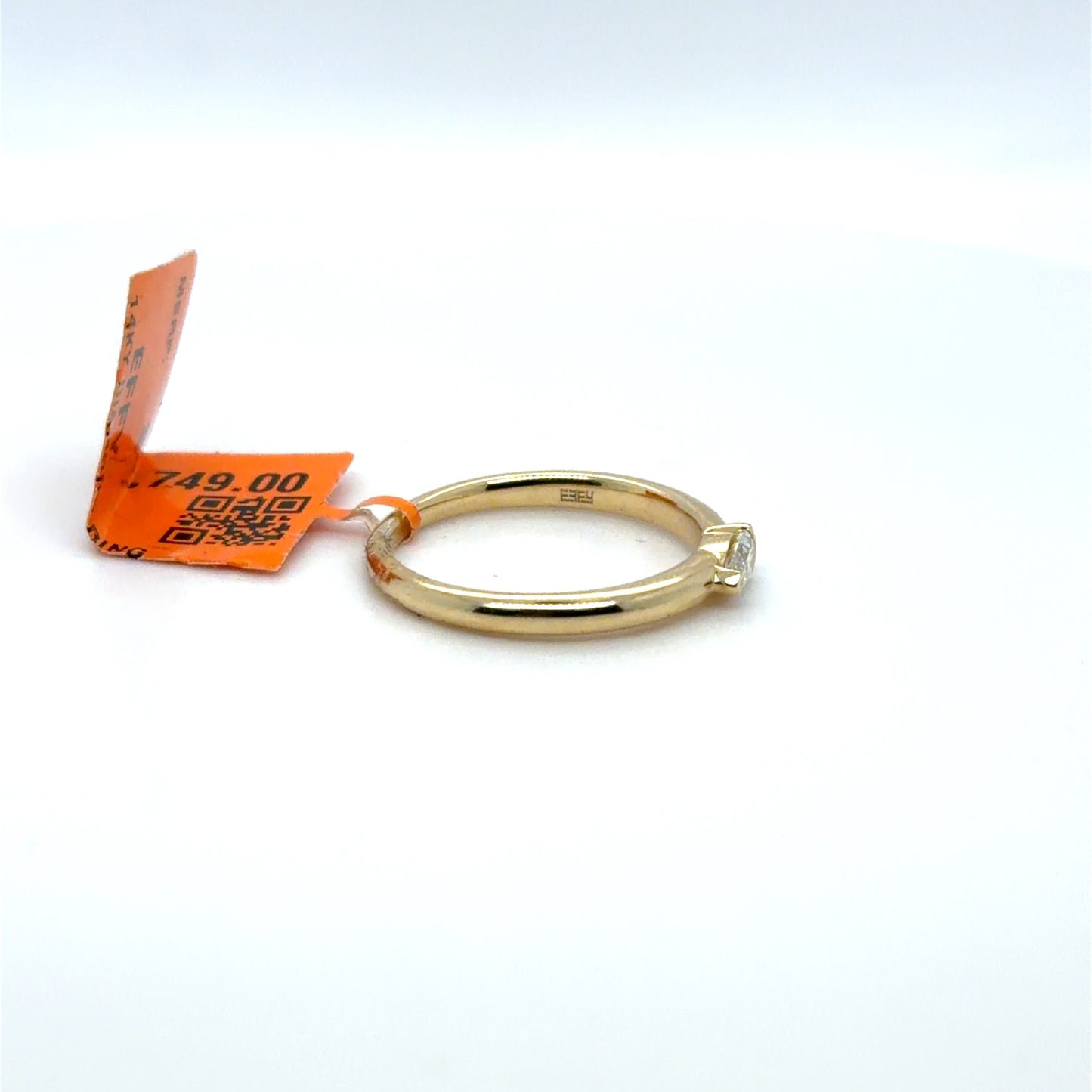 0.18 CT Natural Diamond Sideways Pear Ring in 14K Yellow Gold