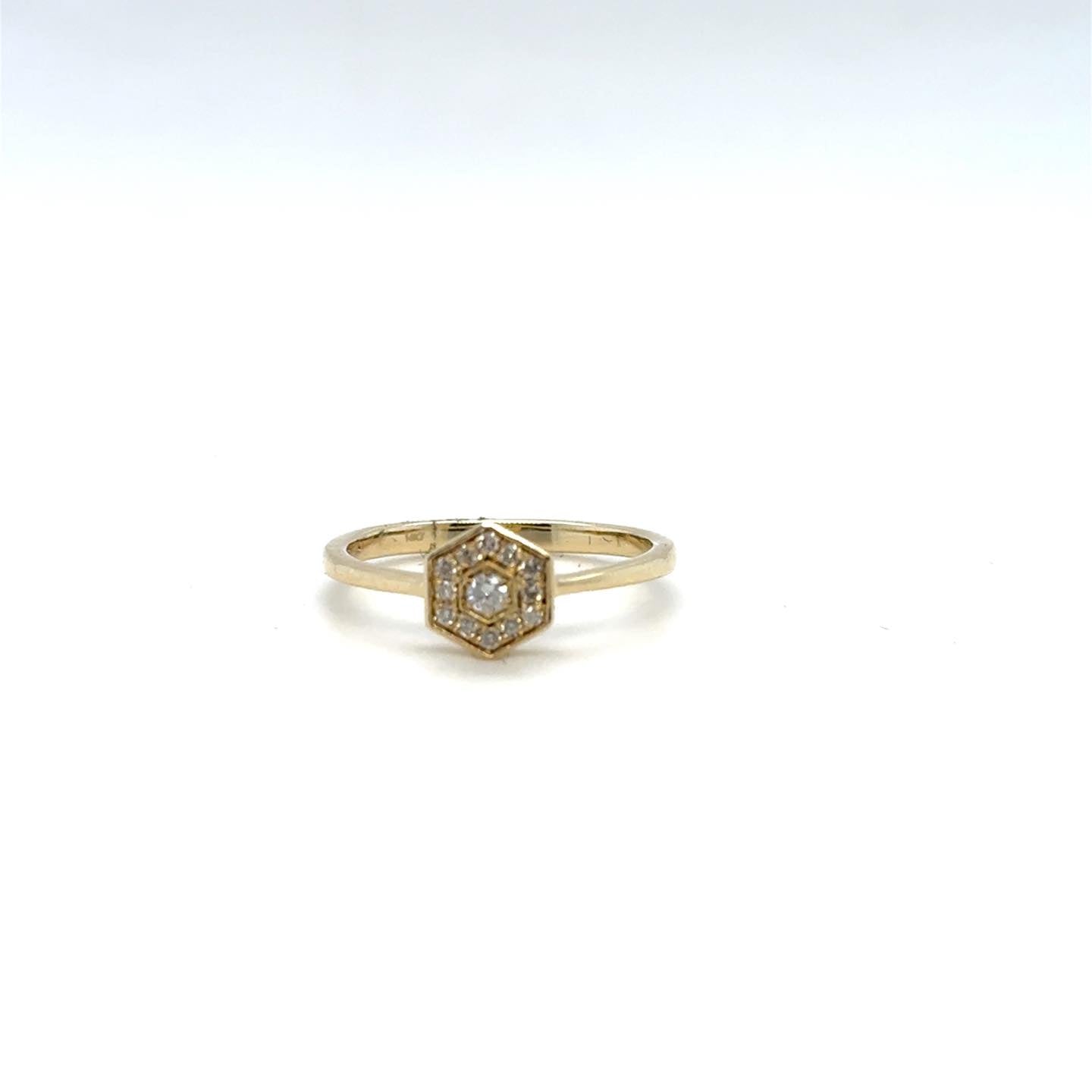 .11ctw Diamond Hexagon Shaped 14kt Yellow Gold Ring