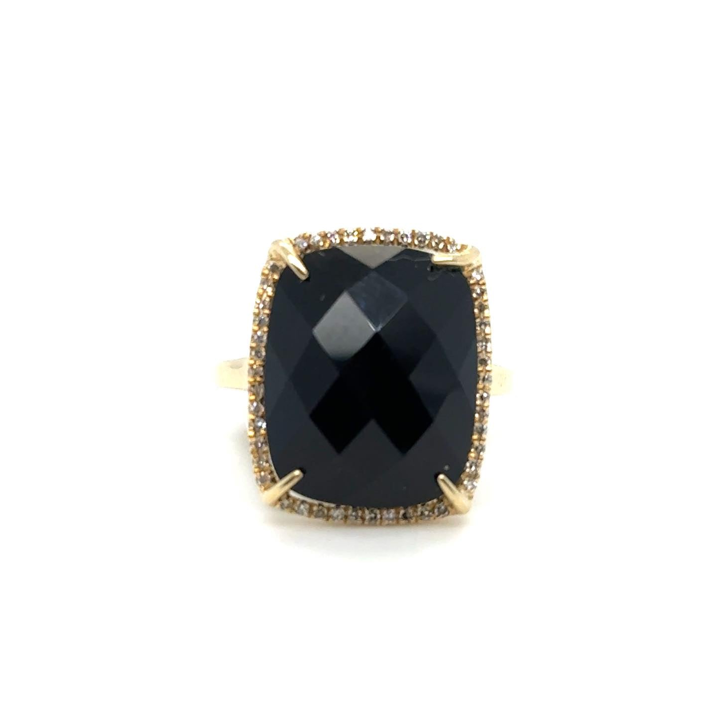9.95 ct Onyx and .14ct Diamond 14kt Rose Gold Ring