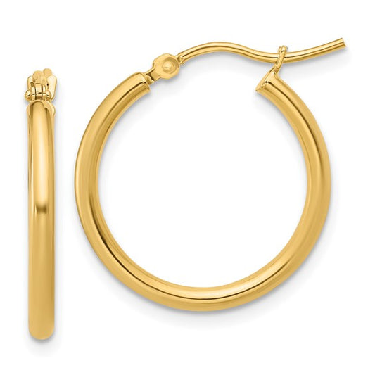 14kt Yellow Gold 3x17mm Polished Hoop Earrings