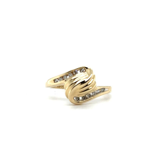 .08ctw Diamond Swirl 10kt Yellow Gold Ring