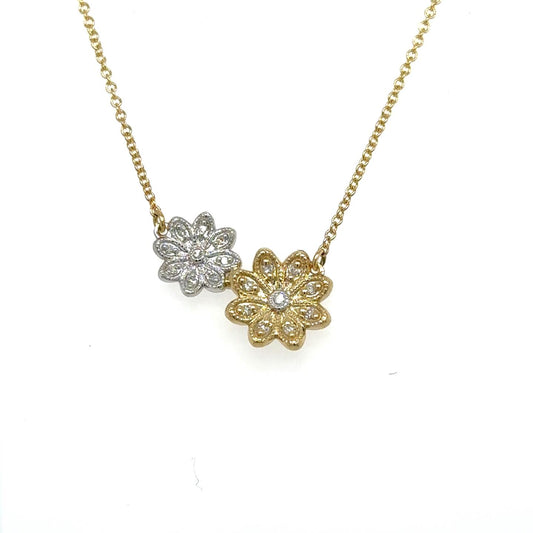 .10ctw Diamond 10kt Gold Flower Necklace