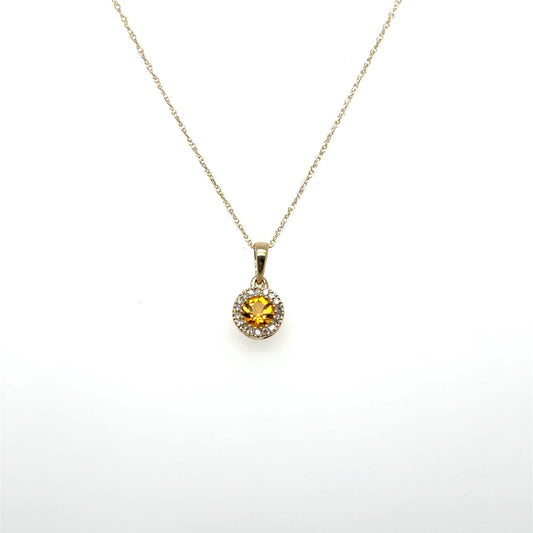 .06ctw Diamond and Citrine 10kt Yellow Gold Pendant with Chain