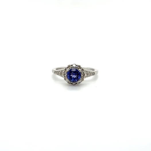 .34ctw Diamond and .85ct Tanzanite 10kt White Gold Ring