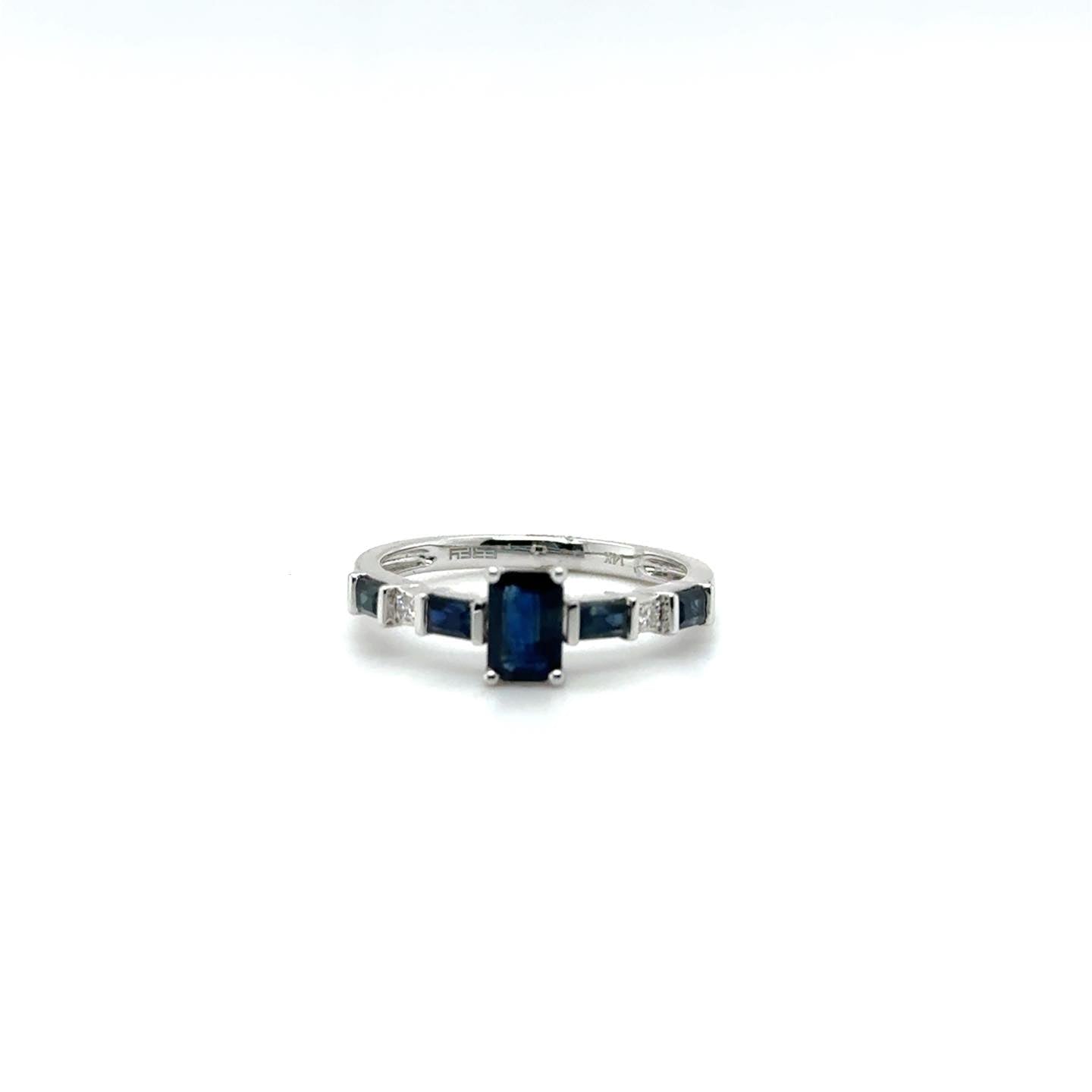 Effy .04ctw Diamond and 1.05ctw Sapphire 14kt White Gold Ring