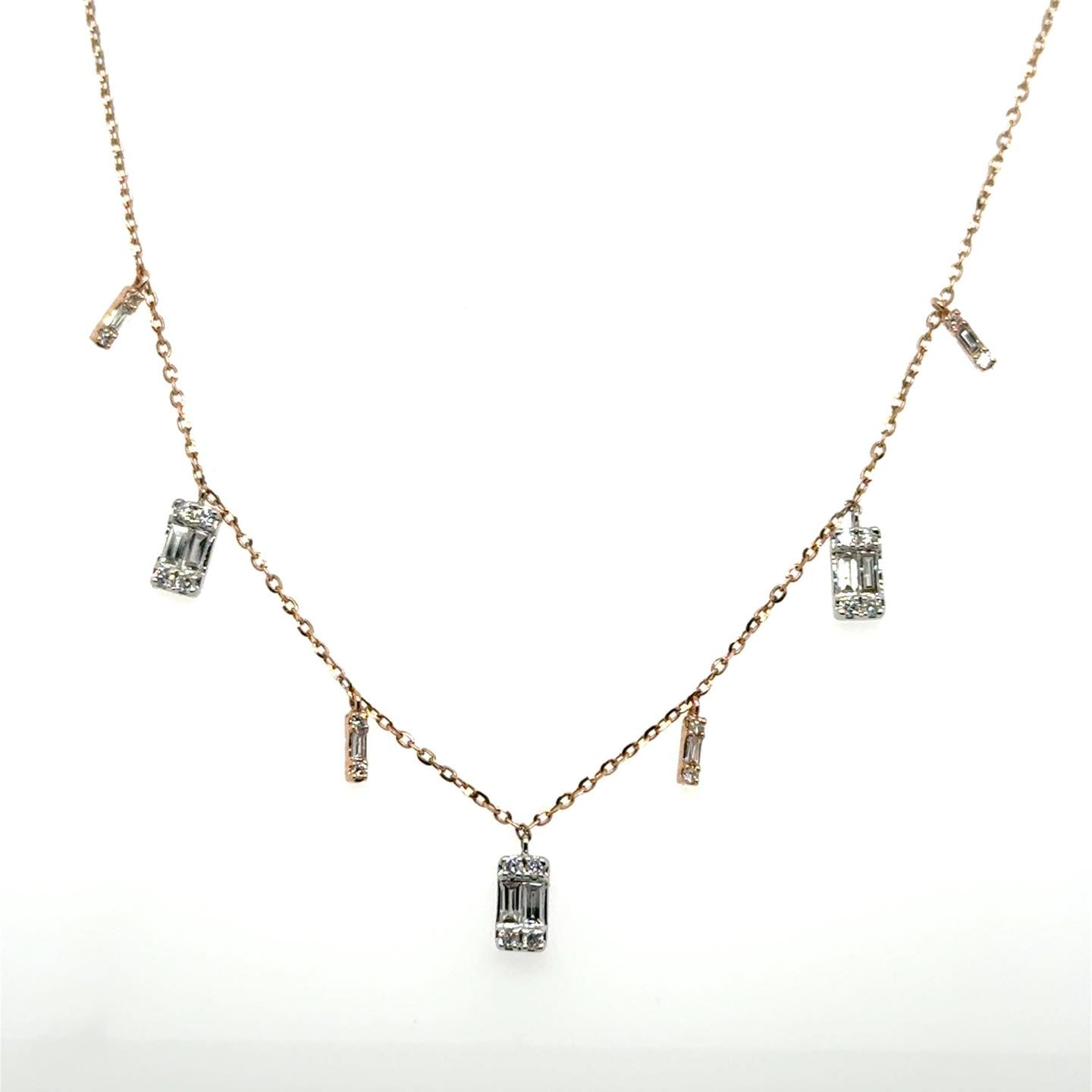 .41ctw Diamond Baguette 14kt Rose Gold Necklace