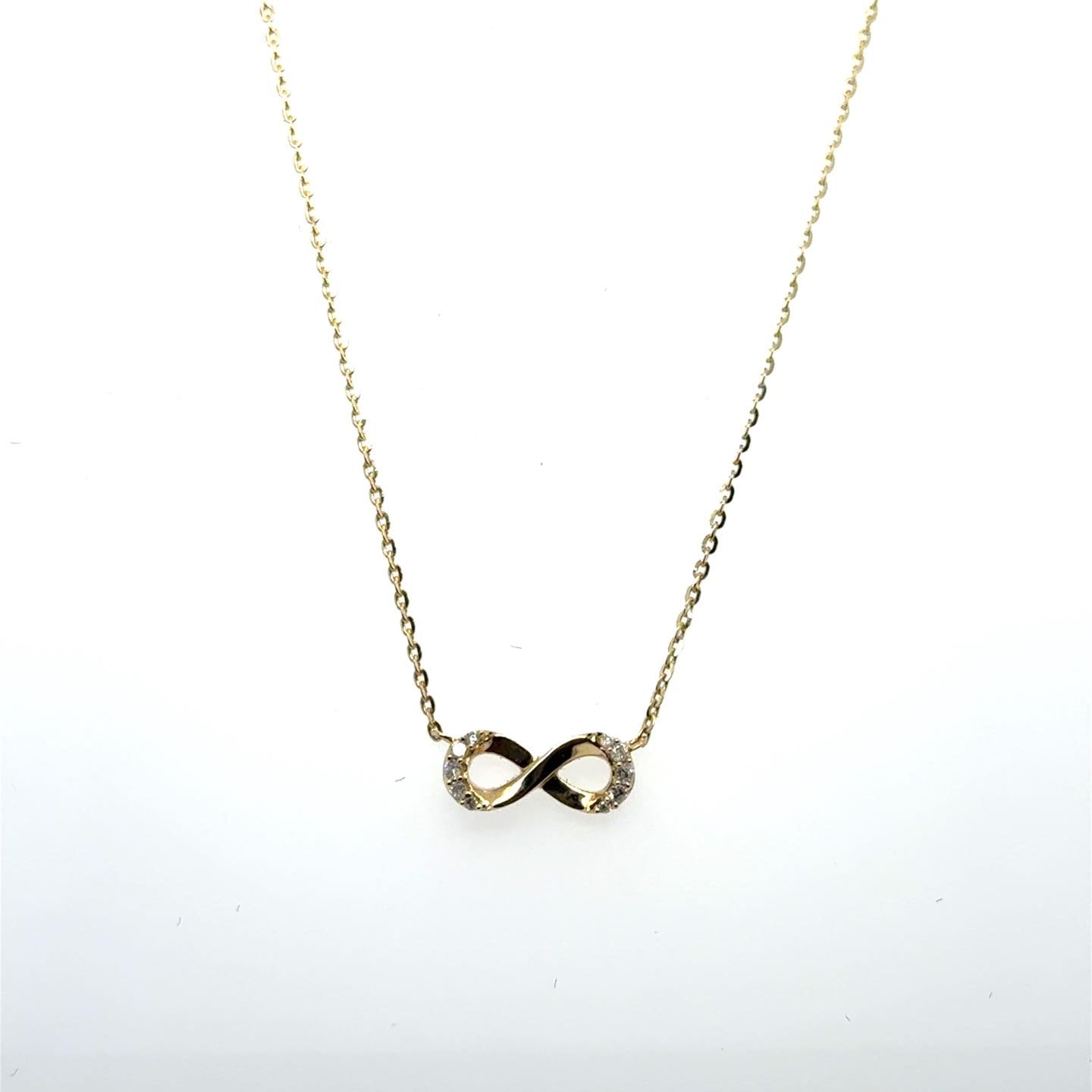 .05ctw Diamond Infinity 14kt Yellow Gold Necklace