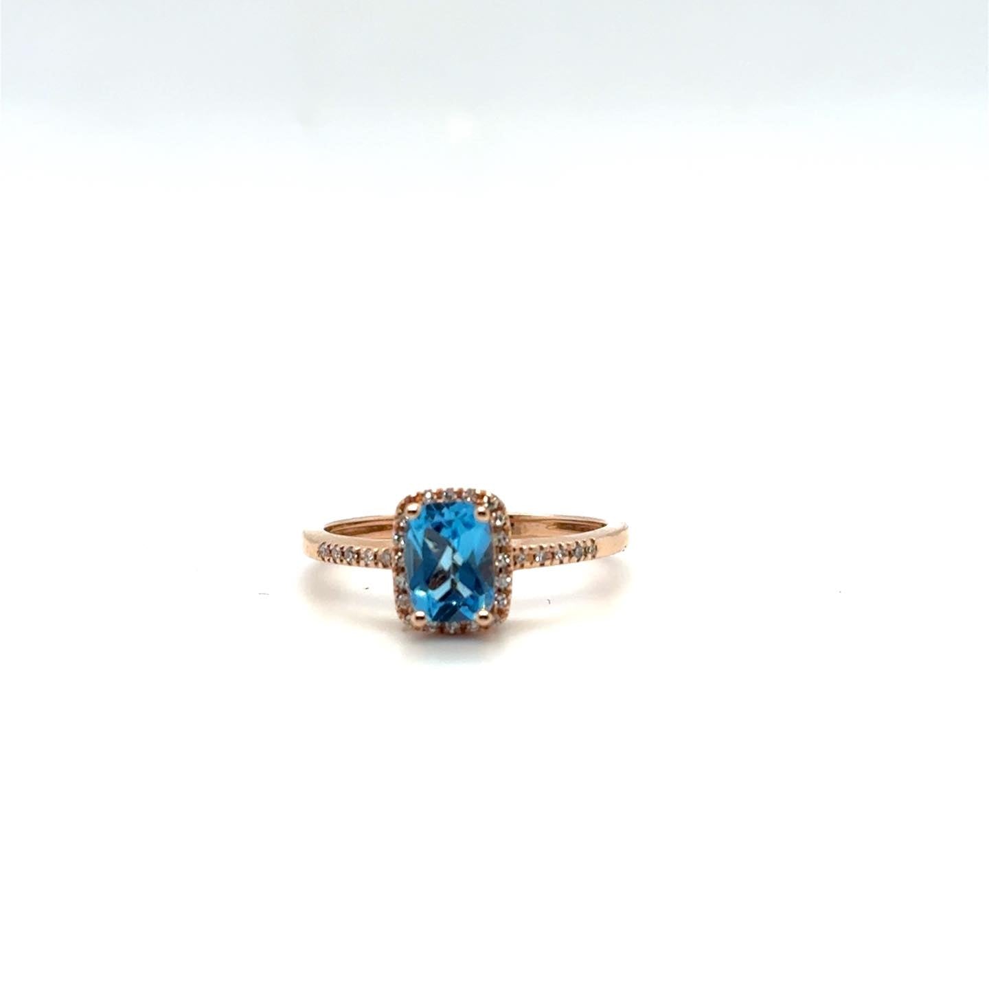 .10ctw Diamond and Blue Topaz 14kt Rose Gold Ring