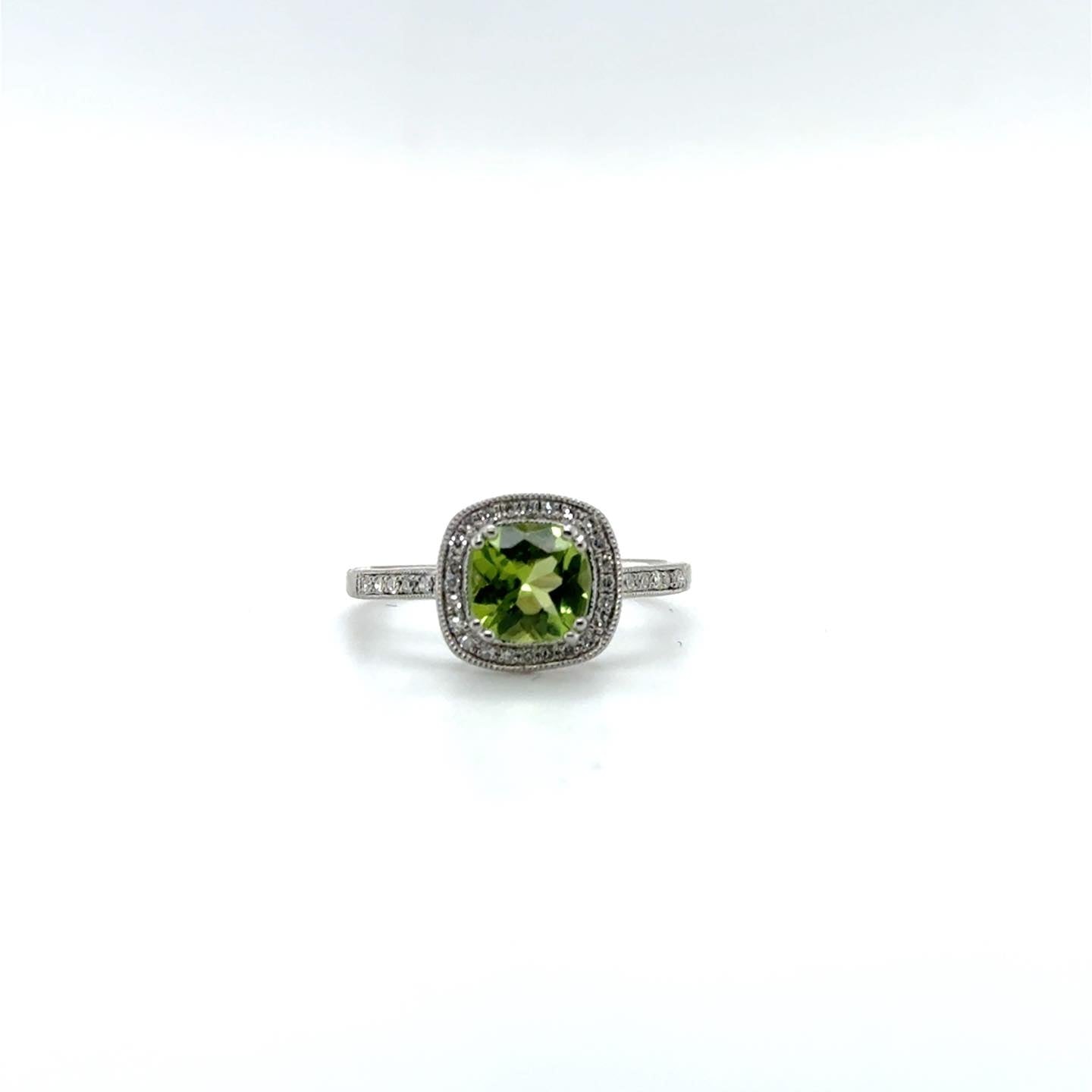 .12ctw Diamond and Peridot 10kt White Gold Ring
