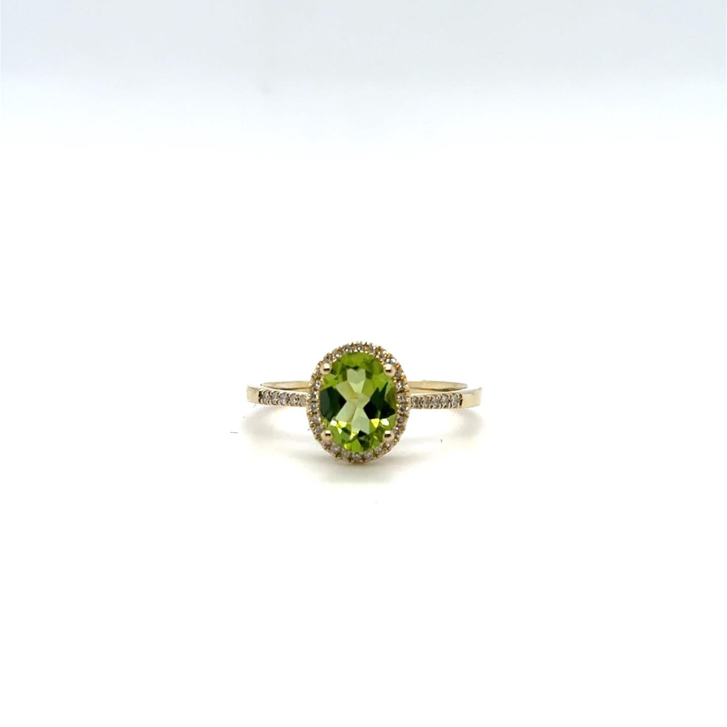 .12ctw Diamond and 1.33ct Peridot 10kt Yellow Gold Ring